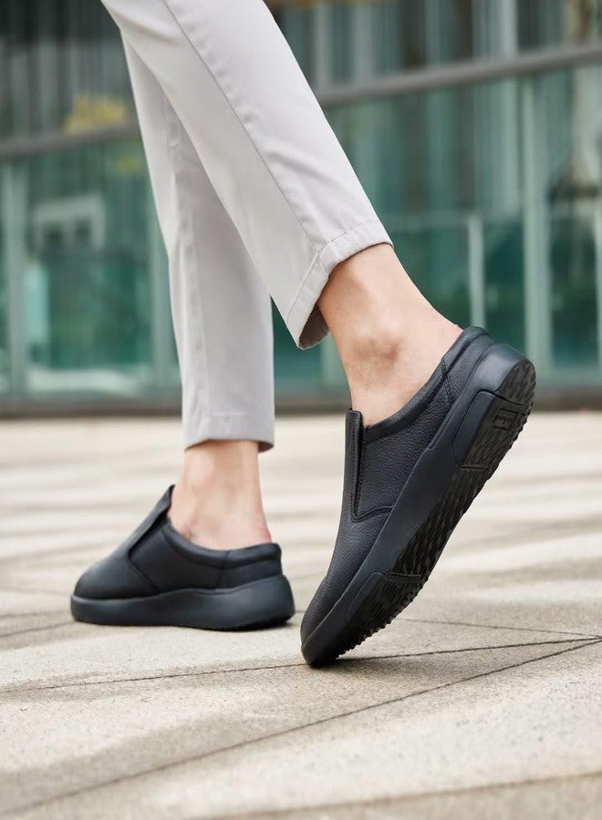 OrthoComfoot Men's Orthopedic Leather Dress Walking Shoes: Comfortable Plantar Fasciitis Loafers for Foot and Heel Pain Relief, Orthotic Oxfords with Arch Support for Wedding, Date, Meeting Black Size 10 - Image 3